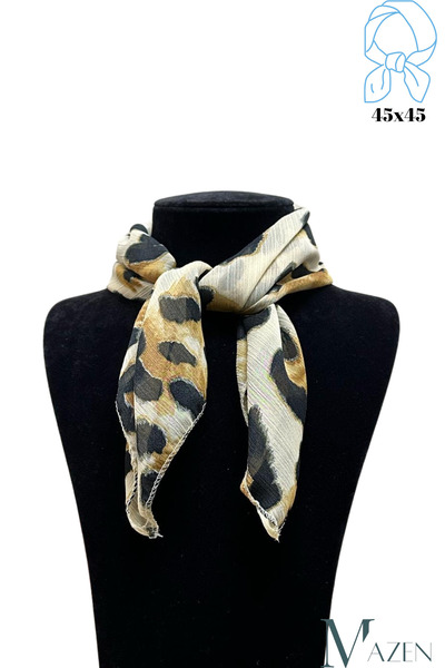 MAZEN Eșarfă din șifon cu model leopard 45x45 Păr, geantă, încheietură, accesoriu pentru gât