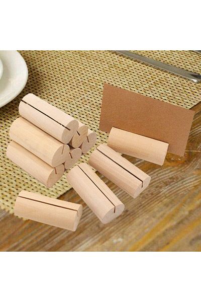 erorex Wooden Note Holder Wood Place Card Holders Table Numbers Stand Memo Photo Picture Note Clip Holders