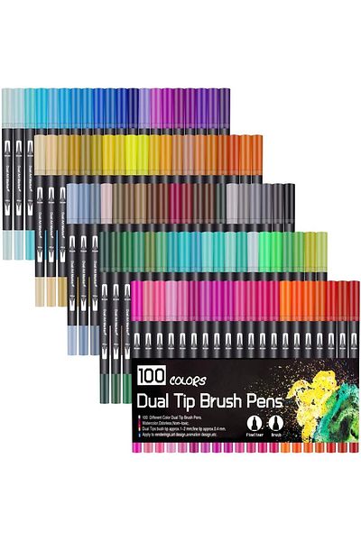 erorex Watercolour Brush Fine Tip Coloring Pens 100 Colours