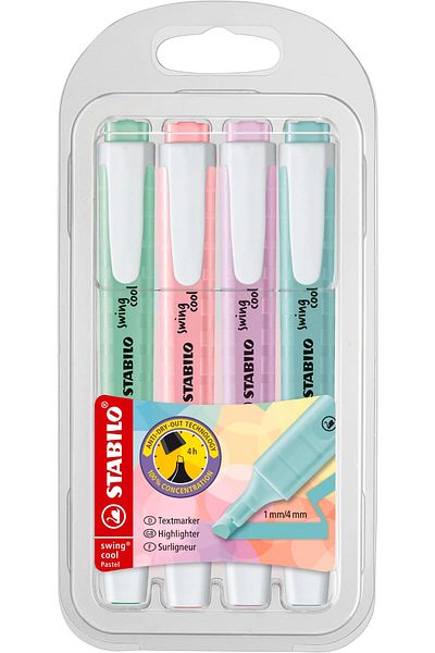 erorex Highlighter Swing Cool Pastel Wallet Of 4 Assorted Colours