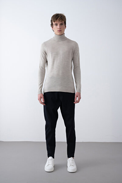 İLKCET MODA Чоловічий сірий светр з високим коміром