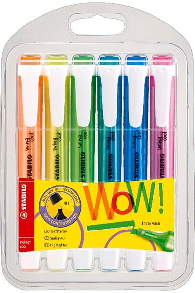 erorex Highlighter Swing Cool Wallet Of 6 Assorted Colours 275 6 3