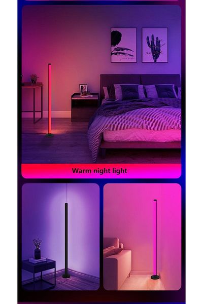 erorex مصباح أرضي ذكي LED مقاس 47 بوصة قابل للتعتيم مصباح زاوية متغير اللون RGB مع جهاز تحكم عن بعد وتطبيق
