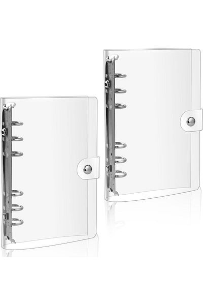 erorex 2Pcs Clear A6 Binder 6 Ring Transparent Soft Pvc Budget Binder Refillable Planner Binder Cover