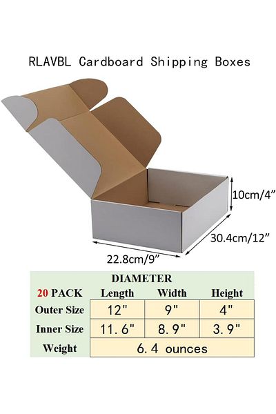 erorex Corrugated Cardboard Shipping Boxes White Set Of 20