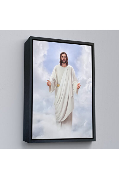 Harita Sepeti Crno uokvirena slika Gospoda Isusa koji se pojavio u oblacima, ...