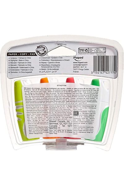 erorex Fluo Peps Mini Highlighter Assorted Colors Pack Of 4 742777