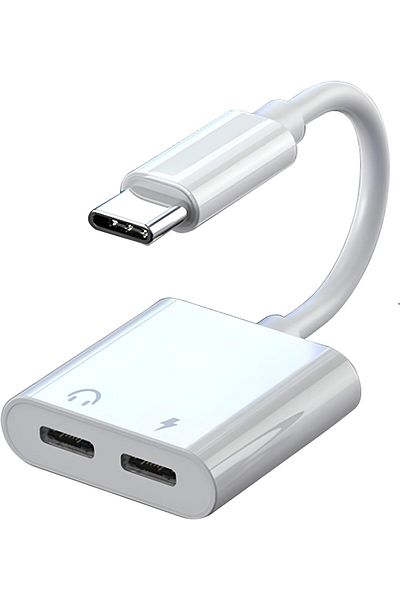 erorex Usb Type C To 3.5Mm Audio Jack & Type C Female Charging Port Adapter Cable Silver