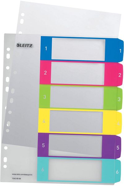 erorex A4 12420000 1 6 Index Pc Printable Extra Wide Heavy Duty Plastic Multicolour