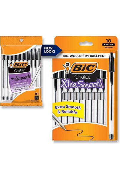 erorex Cristal Xtra Smooth Ballpoint Pen Medium Point 1.0Mm Black 10 Count Msp101Bk