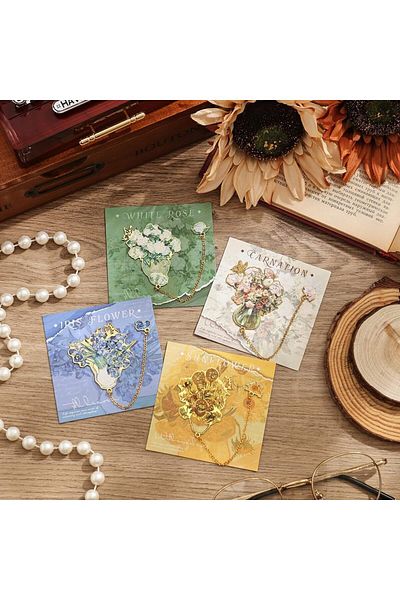 erorex 4Pcs Metal Bookmarks With Tassel Golden Hollow Bookmark Monet Van Gogh Oil Painting Theme Book Mark