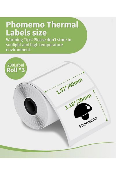 erorex 3 Rolls Thermal Labels Compatible With Phomemo M110 M221 M220 M120 M200 M110S Label Pirnters 1.57