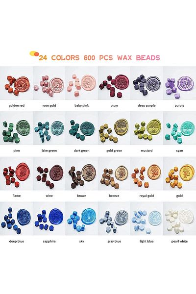 erorex Sealing Wax Beads Kit 600Pcs Diy Wax Seal Set Includes 24 Colors Wax Seal Beads Wax Warmer Wax