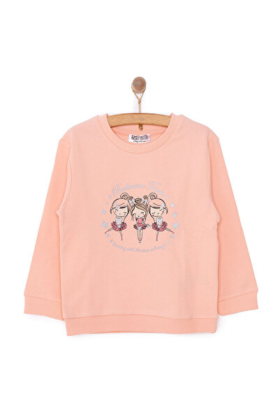 HelloBaby Kız Bebek Sweatshirt Şardonlu Bisiklet Yaka Uzun Kol Pembe