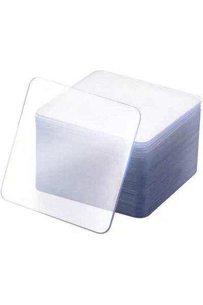 erorex 100 Pcs Double Sided Adhesive Pads Two Sided Precut Squares Tape Nano Gel Clear Sticky Tack Double