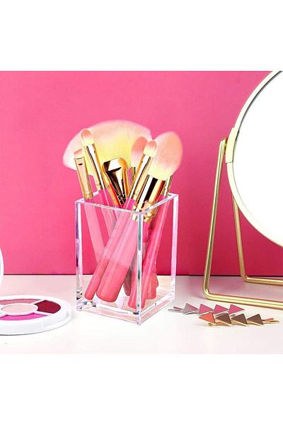 erorex Clear Acrylic Pen Pen Holder Cup Desk Accessories Holder Makeup Brush Storage Organizer Modern