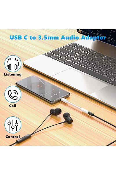erorex Usb C To 3.5Mm Headphone And Charger Adapter 2 In 1 Usb Type C To Aux Audio Jack And Pd Fast