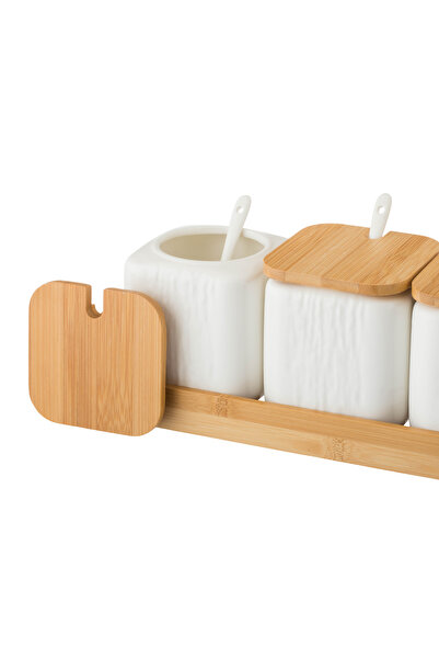 Dania Porcelain storage box set with bamboo wood with new decor to add a touch of beauty to your kitchen