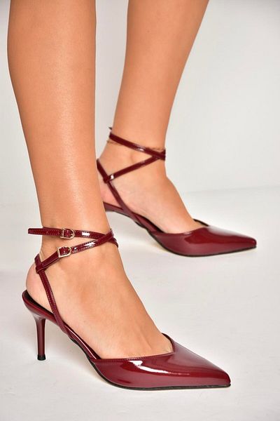 Fox Shoes U 654078108   Burgundy Patent Leather Thin Heeled Women's Shoes