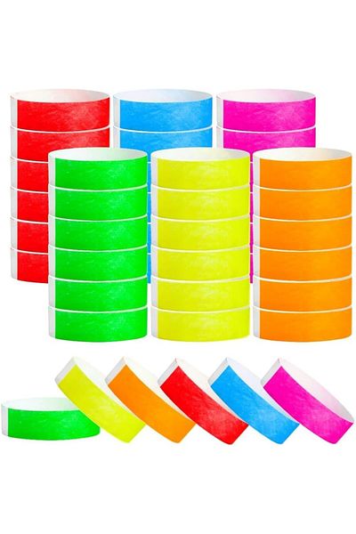 erorex Paper Wristbands 600 Pieces Wristbands For Events Waterproof Paper Bracelets Event Wristbands Neon