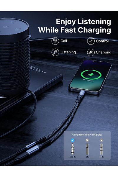 erorex 2 In 1 Usb C To 3.5Mm Headphone And Charger Adapter Headphone Adapter With 27W Fast Charging Hi Fi