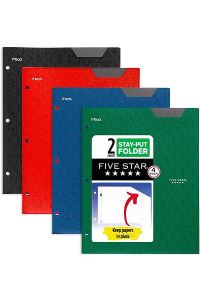 erorex 2 Pocket Folders 4 Pack Plastic Folders With Stay Put Tabs Fits 3 Ring Binder Holds 11” X 8 1 2”