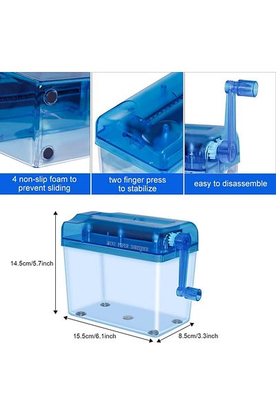 erorex Mini Hand Paper Shredder Office Home Manual Paper Shredder A6 Paper Cutting Tool Blue