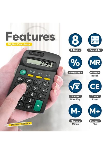 erorex Pocket Size Mini Calculators Handheld Angled 8 Digit Display Calculator Basic Standard Calculators