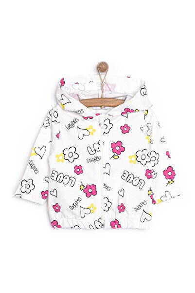 ebebek Hello Baby HelloBaby Basic Kız Desenli  Kapüşonlu Hırka Kız Bebek