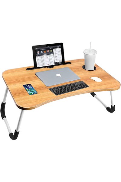 erorex Portable Folding Bed Table Laptop Desk With Ipad And Cup Holder Adjustable Lap Tray Notebook Stand
