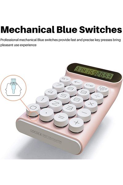 erorex Mechanical Switch Calculator Handheld For Daily And Basic Office 10 Digit Large Lcd Display Pink