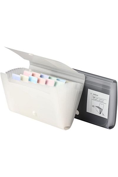 erorex Expanding File Holder 2Pcs A6 Pp 12 Pockets Coupon Organizers With Labels Waterproof Expandable