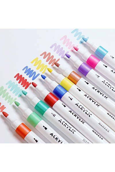 erorex 12 Colors Fine Tip Acrylic Paint Pens Markers Set Quick Drying And Fade Resistant Drawing