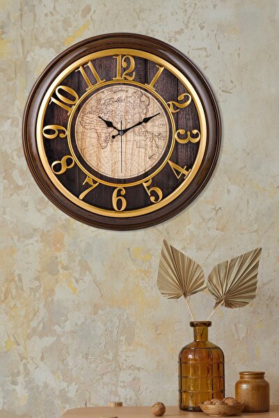 Galaxy Hazelnut Case Gold Number Wall Clock 44.5 cm