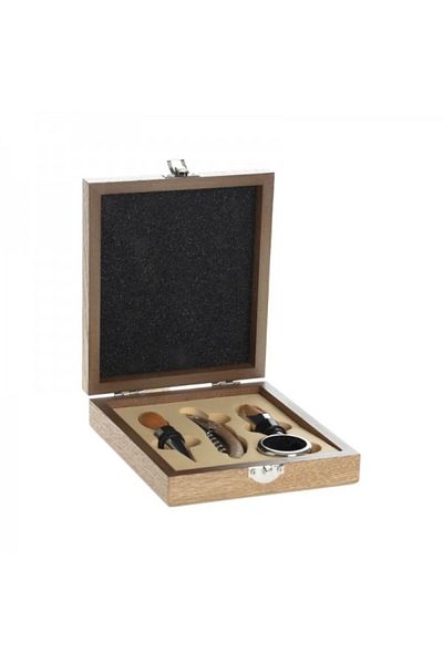 Secret de Gourmet Wine sommelier set, 4 pieces, Wood Marc