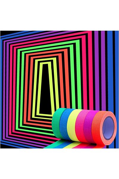 erorex Blacklight Reactive Glow Tape 6 Rolls Neon Gaffer Cloth Tape Fluorescent Adhesive Tapes For Black