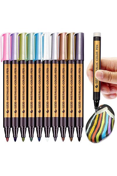 erorex Marker Pens Set Of 10 Colors Paint Markers For Black Paper Rock Painting Scrapbooking Crafts Card