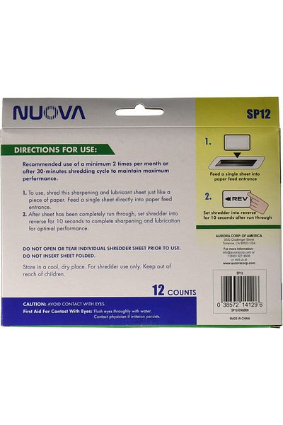 erorex Nuova Sp12 Shredder Sharpening And Lubricant Sheets 12 Count