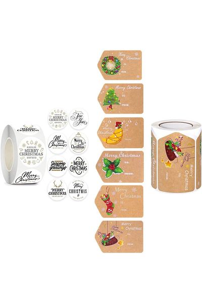 erorex 1+1 Christmas Gift Tag Kraft Name Tags Self Adhesive Christmas Name Labels For Gifts Stickers Self