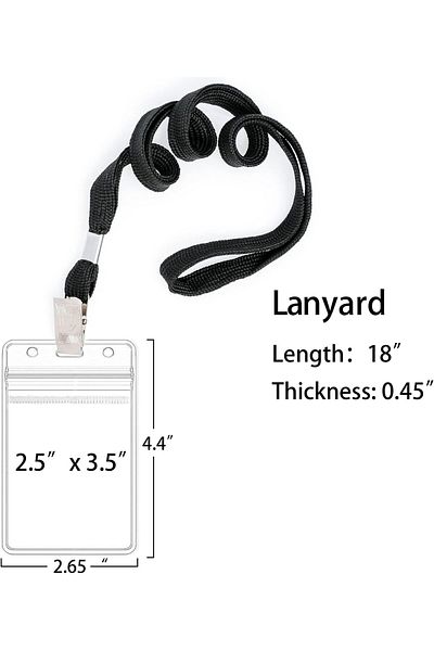 erorex 10 Pcs Clear Vertical Credential Id Badge Holders With Iron Clip Lanyards For Work Name Tag