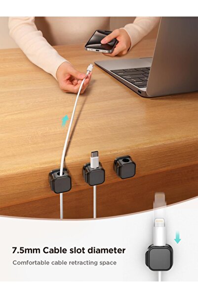 erorex مجموعة من 12 مشبك كابل مغناطيسي وحامل سلك قابل للتعديل وناعم تحت المكتب، لاصق لإدارة الكابلات