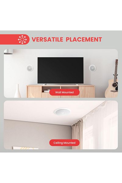 erorex Two Way Stereo Sound Speaker Dual Professional Audio Speakers System In Wall In Ceiling White Mount