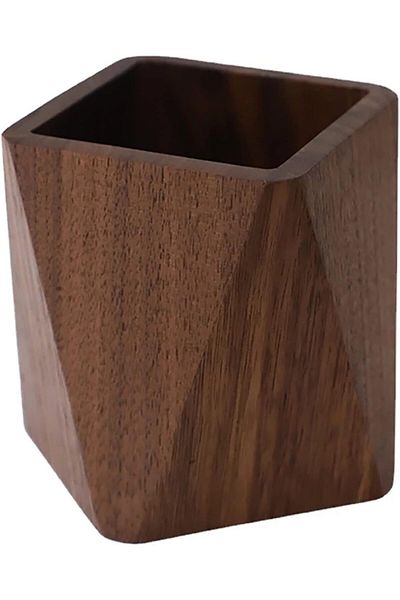 erorex Black Walnut Wooden Pencil Box Multiple Use Desk Writing Stationary Organizer Wood Pen Holder Cups