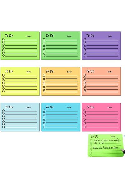 erorex Sticky Notes 9 Sets 450 Sheets Self Stick Sticky Notes Colorful Sticky Notes Pad With Lines List