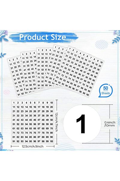 erorex 50 Sheets 1 To 100 Vinyl Consecutive Number Stickers Small Round Labels Inventory Storage