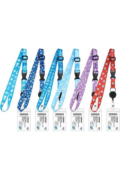 erorex 6 Pack Cruise Lanyard For Ship Cards Retractable Cruise Lanyards With Waterproof Id Badge Reel