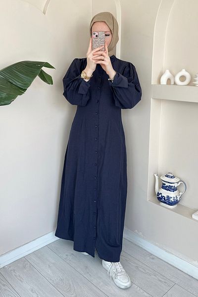 ModaAycan Blue Buttoned Sak, Ma333 Model Dress