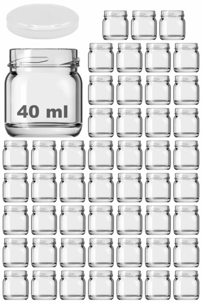 Afracam 40 ml Metal Beyaz Kapaklı 40 Cc Şeffaf Numune Cam Kavanoz Küçük 50 Adet