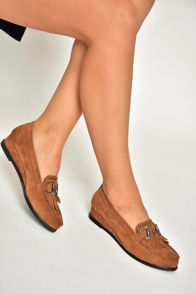 Fox Shoes U616280702 Taba Süet Kadın Ayakkabı