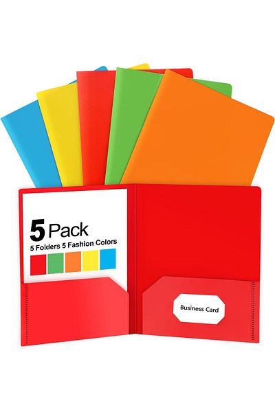 erorex 5 Pcs File Folders With Pockets Plastic Colored File Folders For Documents Decorative Letter Size